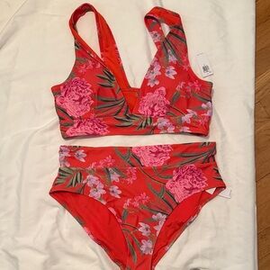 Old Navy Red Floral Bikini